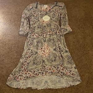 Multicolor boho dress 3/4 sleeve small